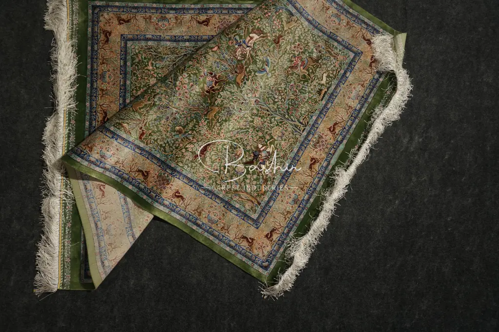 1700 REEDS SHIKARGAH 3.28 FT X 4.92 FT  GREEN (100 cm x150 cm) 
